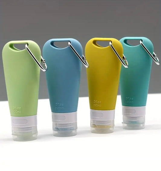 90ml refillable silicone bottle w/clip - each (Lanyard sold separately)