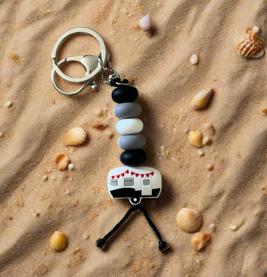Caravan Beaded Keychain w/silicone beads - Black