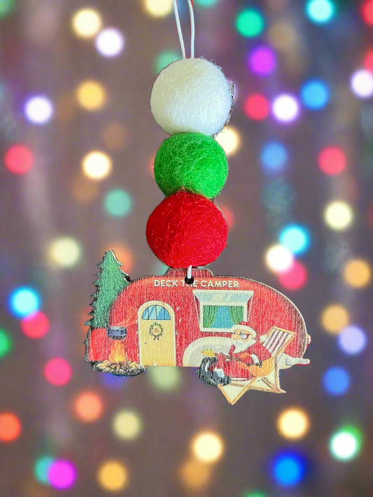 Smelly Van Dangle w/ 3 Scent Balls Christmas Caravan Decoration - Deck The Camper