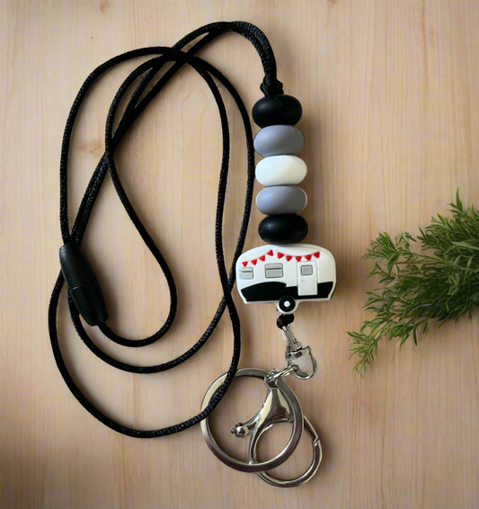 Caravan Key Lanyard w/silicone beads - Black