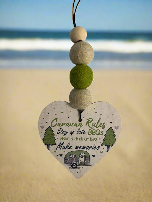 Smelly Van Dangle w/ 3 Scent Balls - Green Caravan Rules Decorative Hanger