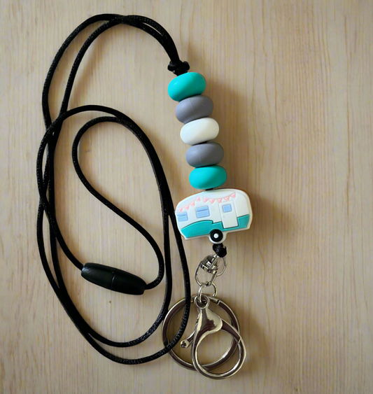 Caravan Key Lanyard w/silicone beads - Teal