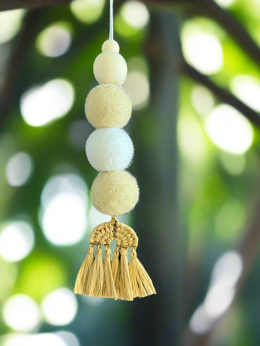 Smelly Van Dangle w/ 3 Scent Balls SVBH04 Rattan Tassles Decorative Hanger