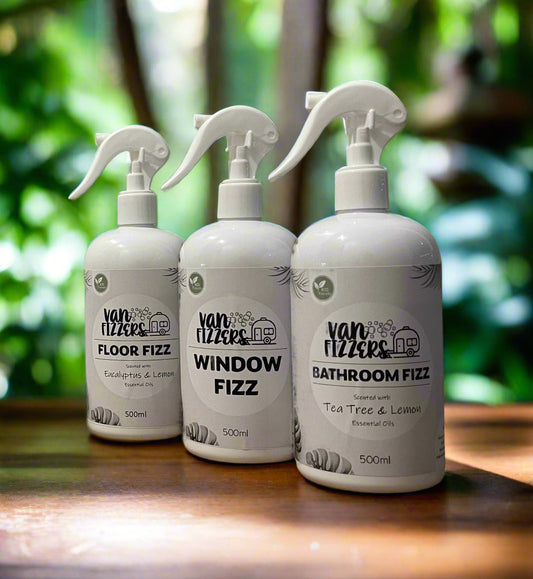 Caravan Cleaning Set - Bathroom, Floor & Window Fizz - 500ml 3 pack