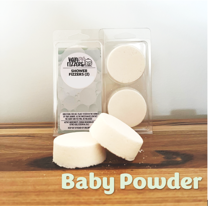 caravan shower fizzer baby powder